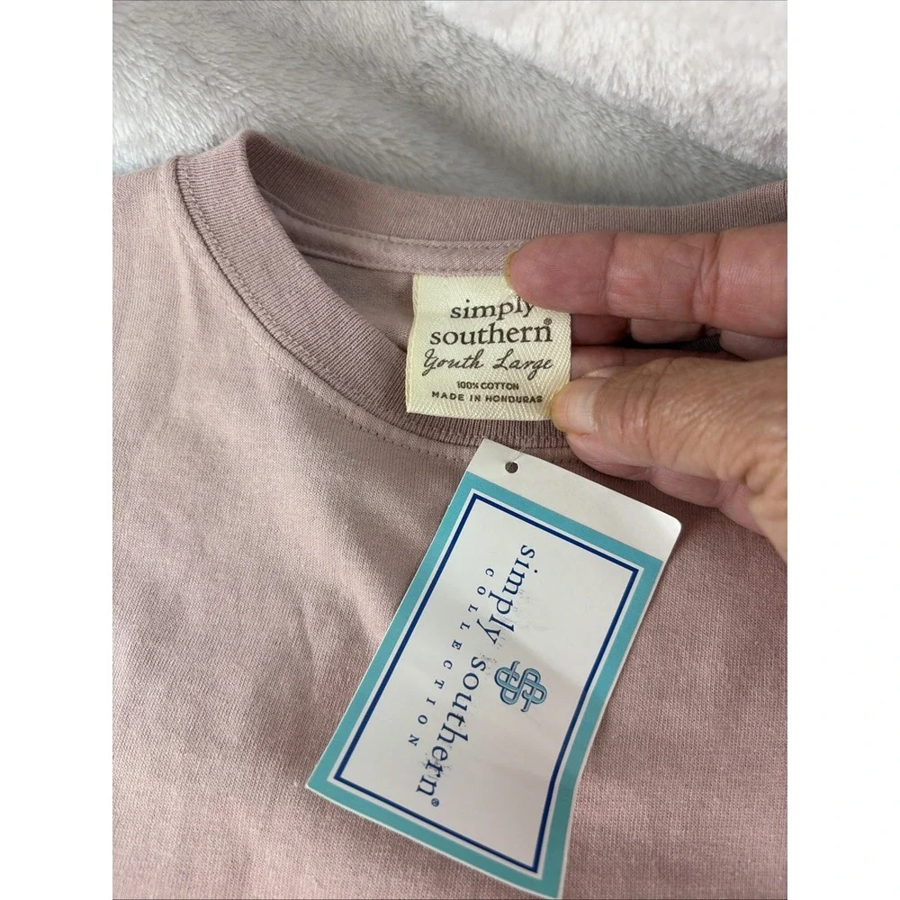 NWT Simply Southern Fancy Like Milkshake Long Sleeve Tee Pink Youth Large